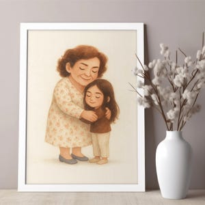 Mum and Daughter Illustration, Custom Portrait for Mom Mother, Personalized Gift, Mom Birthday or Mother’s Day Gift Idea