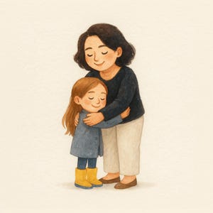 Mum and Daughter Illustration, Custom Portrait for Mom Mother, Personalized Gift, Mom Birthday or Mother’s Day Gift Idea