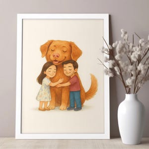 Couple Illustration, Pet and Owner Custom Portrait, Cute Family Drawing, Personalized Gift, Portrait from Photo