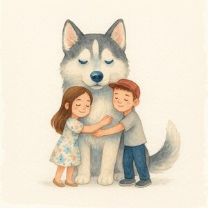 Couple Illustration, Pet and Owner Custom Portrait, Cute Family Drawing, Personalized Gift, Portrait from Photo