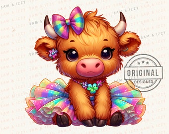 Highland Cow Png, Highland Cow Design, Pink Cow, Coquette Png, Cow Bundle, Highland Cow Art, Cow Sublimation, DTF, POD, Cute Cow Png