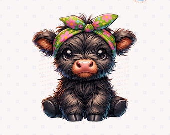 Beach Vibes Highland Cow Png, Trendy Summer Sublimation, Vacation Png Design, Sweet Summer Clipart, Cute Summer Girl Highland Cow Png, POD