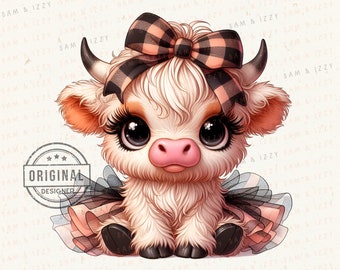 Highland Cow Png, Highland Cow Design, Pink Cow, Coquette Png, Cow Bundle, Highland Cow Art, Cow Sublimation, DTF, POD, Cute Cow Png