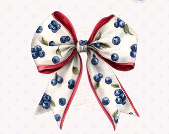 Blueberry Coquette Bow Png Blueberry Lover Gift Cute Fruit Clipart Digital Sublimation Graphics Design Farmhouse Cottage Core Tshirt Design