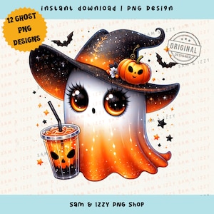 Adorable Halloween Ghost Bundle for Sublimation and Design Projects, Spooky Western Halloween Bundle, Cute Snarky Ghost Clipart, Creepy Cute