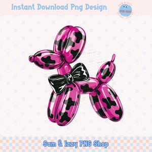 Leuke retro koe print flirt ballon hond png sublimatie ontwerp kinderen uitnodiging png feestballon dier preppy girly graphics hondenliefhebber