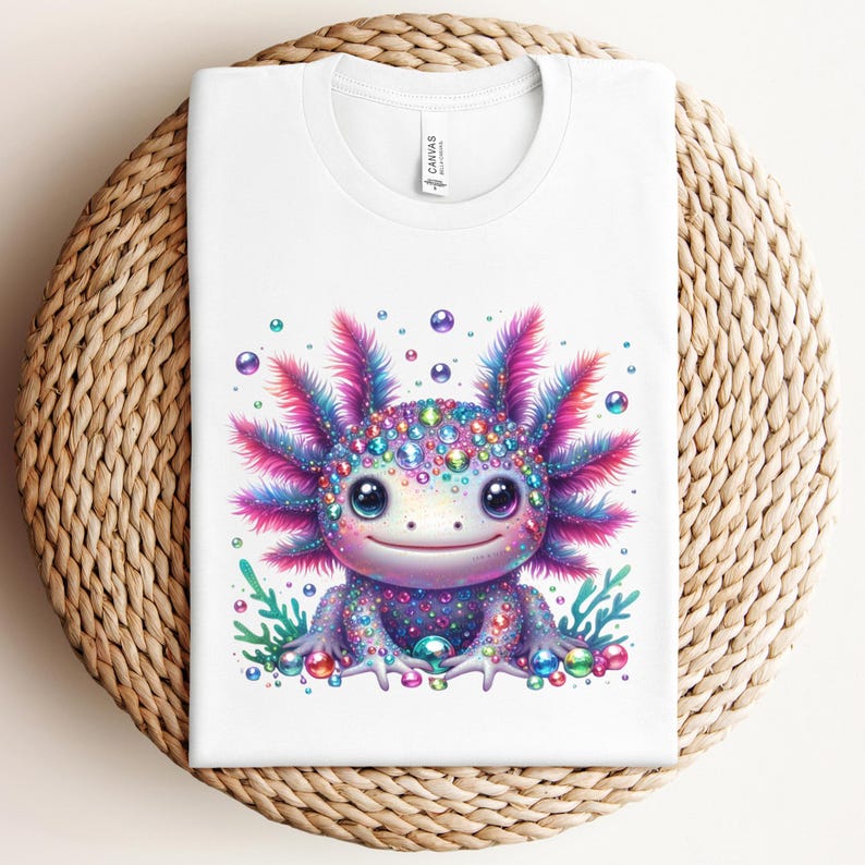 Cute Rainbow Axolotl Sublimation Design, Axolotl Clipart, Kids Shirt Designs, Popular Trendy Animal Graphics, Salamander Png,Gifts for Kids image 2