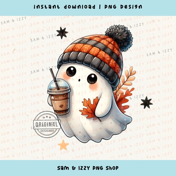Cute Ghost Png, Cute Fall Ghost Png, Halloween Coffee Clipart, Bougie Ghost Png, Coffee Tumbler Wrap, Fall DTF, Spooky Sublimation, DTF