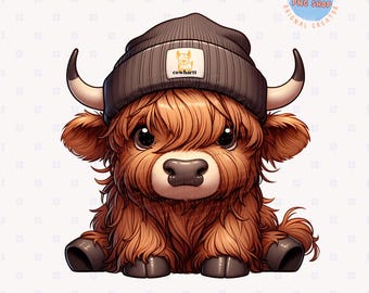 Highland Cow Png, Highland Cow Design, Cow Designs, Western Png, Cow Bundle, Highland Cow Art, Western Sublimation, DTF, POD, Cute Cow Png