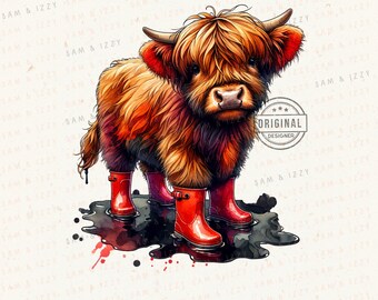 Highland Cow PNG, Western Sublimation Design (Digital Download)