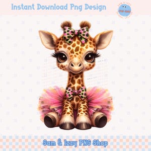 Stampa di animali carini Tutu Giraffa Png, Design di sublimazione di decorazioni primaverili Safari, Grafica per bambini nella giungla estiva, Amante della giraffa floreale Png, Femminile