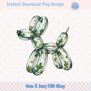 Leuke retro cactus plant flirt ballon hond png sublimatie ontwerp kinderen uitnodiging feestballon dier preppy girly graphics plantenliefhebber