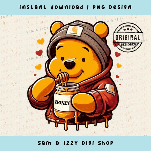 Honey Bear, Honey Bear Png, Cartoon Bear, Pooh Bear Png, Winter Png, Valentines Designs, Valentines Sublimation, Bear Png, Winnie The Pooh