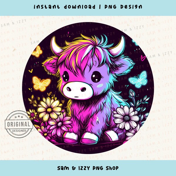 Car Coaster Png, Cow Coaster Png, Flower Coaster, Highland Cow Png, Highland Cow Design, Highland Cow Art, Cow Sublimation, Sparkly, Glitter