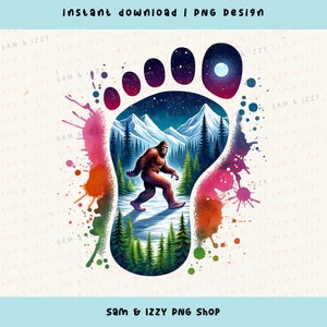 Pie grande Png, Sasquatch Png, Pegatina de pie grande, Camping Png, Montañas Png, Vacaciones de camping, Yeti Png, Sublimación de camping, Gráficos de Bigfoot