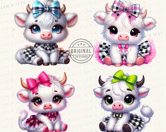 Highland Cow Png, Highland Cow Design, Pink Cow, Coquette Png, Cow Bundle, Highland Cow Art, Cow Sublimation, DTF, POD, Cute Cow Png