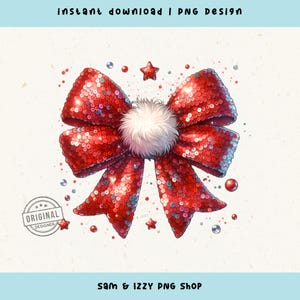 Christmas Coquette Bow PNG, Christmas Santa Furry Bow, Christmas Tshirt Design, Christmas Trending Sublimation, Holiday Clipart Art Download