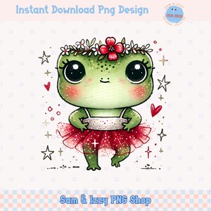Disegni in sublimazione in formato PNG con tutù a forma di rana damigella, decorazione murale con rana civettuola, arte con animali per bambini, clipart con fiocco per bambini, stile retrò vintage alla moda