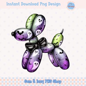 Halloween Ballon Hund Png Geist Ballon Tier Clipart Neon Süß Halloween Preppy Girly Grafiken Gruselig Sublimation Design Kindereinladung