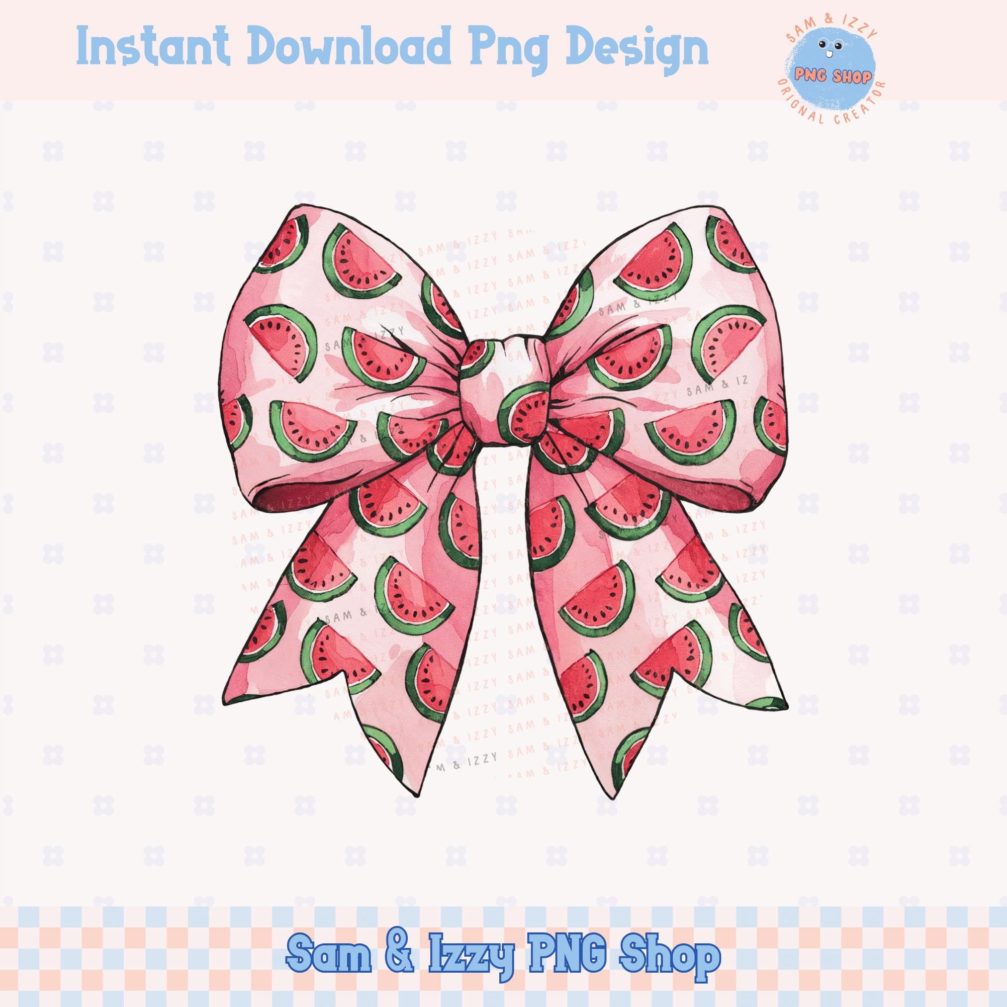 Watermelon Bow Png, Watermelon Png, Summer Fruit Festive Design, Pink Coquette Bow Design Png, Cute Watermelon Bow Clipart Graphics, DTF