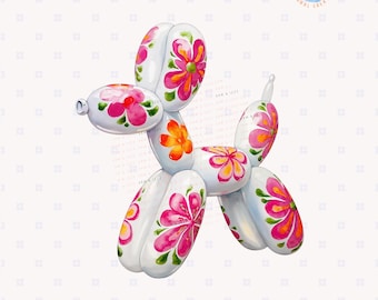 Mexican Folk Art Balloon Dog Png Talavera Colorful Floral Dog Design Colorful Fiesta Culture Sublimation Clipart Artisan Style Animal Png