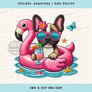 Französische Bulldogge Png, Strand Vibes Png, Sommer Sublimation, Faux Stickerei, Urlaub Png Designs, Hundemutter, Hundeliebhaber Png, Hundeaufkleber, DTF