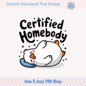 Desenhos de sublimação PNG de Ganso bobo caseiro certificado, gráficos engraçados e populares de camisetas introvertidas, clipart de clube caseiro antissocial, DTF