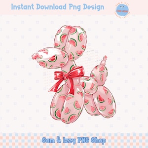 Leuke retro fruitcocktail ballon hond png sublimatie ontwerp kinderuitnodiging png feestballon dier preppy girly graphics hondenliefhebber png