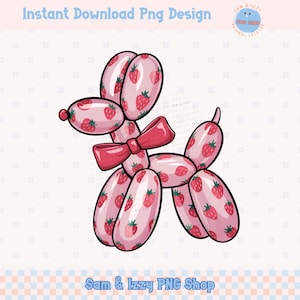 Niedliche Retro Obst Kokette Ballon Hund Png Sublimationsdesign Kinder Einladung Png Party Ballon Tier Preppy Girly Grafiken Hundeliebhaber Png