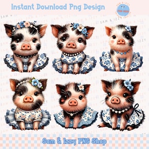 Sublimation Png de bébé cochon printanier, Adorable porcelet tendance, amoureux des cochons, Clipart animaux de la ferme, dessins de fille de la campagne