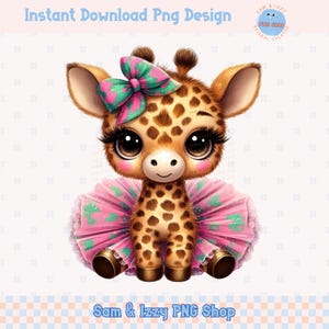 Tutu girafe png, imprimé animal mignon, décoration safari printanière en sublimation, graphiques d'été pour chambre d'enfant dans la jungle, amoureux des girafes florales, png, girly