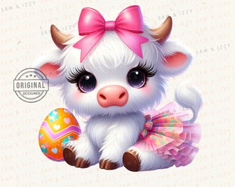 Easter Highland Cow Png, Retro Easter Png, Easter Bunny Png, Easter Sublimation Design, Peeps Png, Bougie Png, Cute Cow, Highland Cow Png