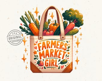 Farmers Market Girl, Shop Local Png, Cute Fruit Veggies, Popular Trending Designs, Tote Bag Png, Farmers Market Decal Designs, Support Local