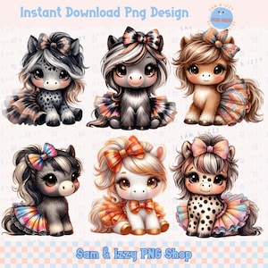 Niedliches Tutu Pony Pferd Png Sublimationsdesign-Bundle, Pferd Clipart, Bauernhof Frühlingsdekor Grafiken, süßes Trending Sommer Mädchen Shirt, Pferdeliebhaber