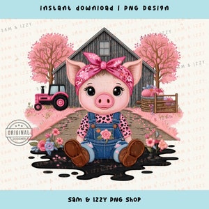 Cochon Png Mignon, Animaux De La Ferme, Sublimation De La Ferme, Clipart Animaux, Filles De La Campagne Png, Dessins Animaux Mignons, Cochon PNG, Fausse Broderie, Bébé Cochon Png
