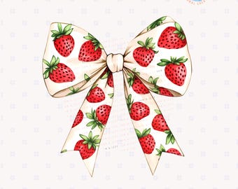 Strawberry Bow Png, Strawberry Png, Strawberry Festive Design, Pink Coquette Bow Design Png, Cute Strawberry Bow Graphics,Strawberry Clipart