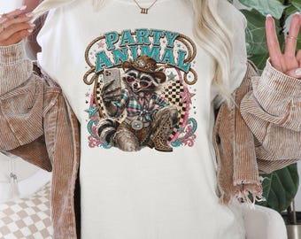 Party Animal Shirt, Western Raccoon Tee, Cowgirl Party Shirt, Country Concert Tee, Cute Rodeo Graphic Shirt