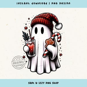 Lindo fantasma de Navidad Png, café helado fantasma Png, Navidad retro Png, café de Navidad, fantasma de vacaciones, Boojee Ghost Png, Navidad espeluznante