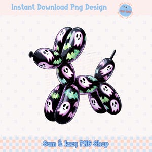 Halloween Ballon Hund Png Geist Ballon Tier Clipart Neon Süß Halloween Preppy Girly Grafiken Gruselig Sublimation Design Kindereinladung