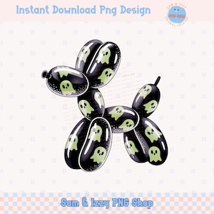 Halloween Ballon Hund Png Geist Ballon Tier Clipart Neon Süß Halloween Preppy Girly Grafiken Gruselig Sublimation Design Kindereinladung
