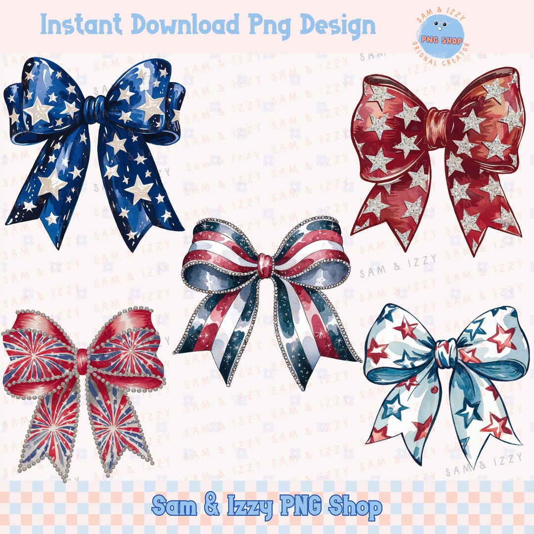 Patriotic Coquette Bow Png Sublimation Designs Bundle, 4th of July ...