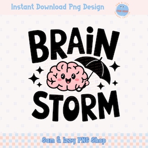 Remue-méninges mignon design drôle de sublimation, imaginatif motivant la pensée inspirante santé mentale png, autocollant cerveau rétro kawaii png