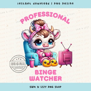 Binge Watcher Profesional, Binge Watcher Png, Binge Watcher, Couch Potato Png, Sublimación De Vaca De Las Tierras Altas, Vaca Linda Png, Png Lindo Y Perezoso