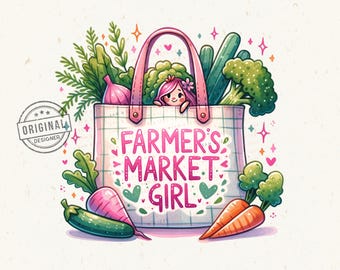 Farmers Market Girl, Shop Local Png, Cute Fruit Veggies, Popular Trending Designs, Tote Bag Png, Farmers Market Decal Designs, Support Local