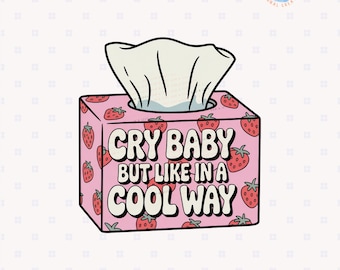 Cry Baby Strawberry Clipart Design, Retro Sassy Graphics (PNG)