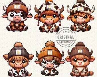 Scottish Highland Cow, Art Bundle Sublimation Designs Western PNG, Cute SVG, Printable, Cute Highland Cow Bundle, Cow Print Png, DTF, pod