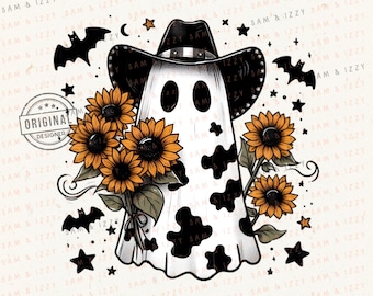 Cute Cowprint Ghost Clipart, Funny Snarky Boojee Halloween PNG, Western Halloween Png, Spooky Png, Funny Ghost, Trending Halloween Graphics