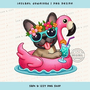 Französische Bulldogge Png, Strand Vibes Png, Sommer Sublimation, Faux Stickerei, Urlaub Png Designs, Hundemutter, Hundeliebhaber Png, Hundeaufkleber, DTF