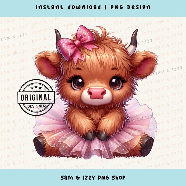 Highland Cow Png, Highland Cow Design, Pink Cow, Coquette Png, Cow Bundle, Highland Cow Art, Cow Sublimation, DTF, POD, Cute Cow Png