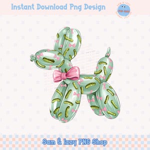 Niedliche Retro Gurke Ballon Hund Png Sublimation Design Kindereinladung Party Ballon Tier Preppy Girly Grafiken Hundeliebhaber DTF